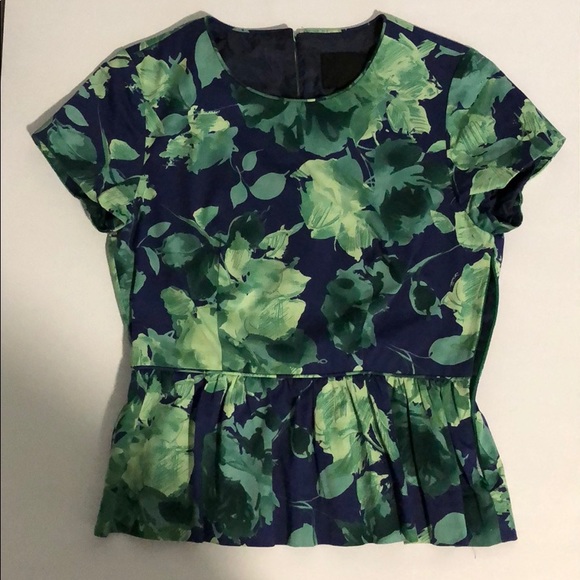 J. Crew Collection Peplum Printed Top in Fresco - Picture 2 of 5
